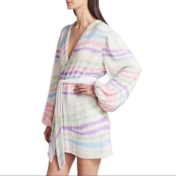 Retrofete Gabrielle rainbow zebra wrap dress nwt s - Picture 4 of 6